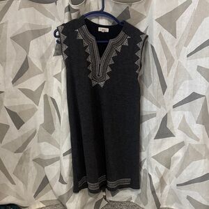 THML Dark Gray Sleeveless Dress with Embroidered Details